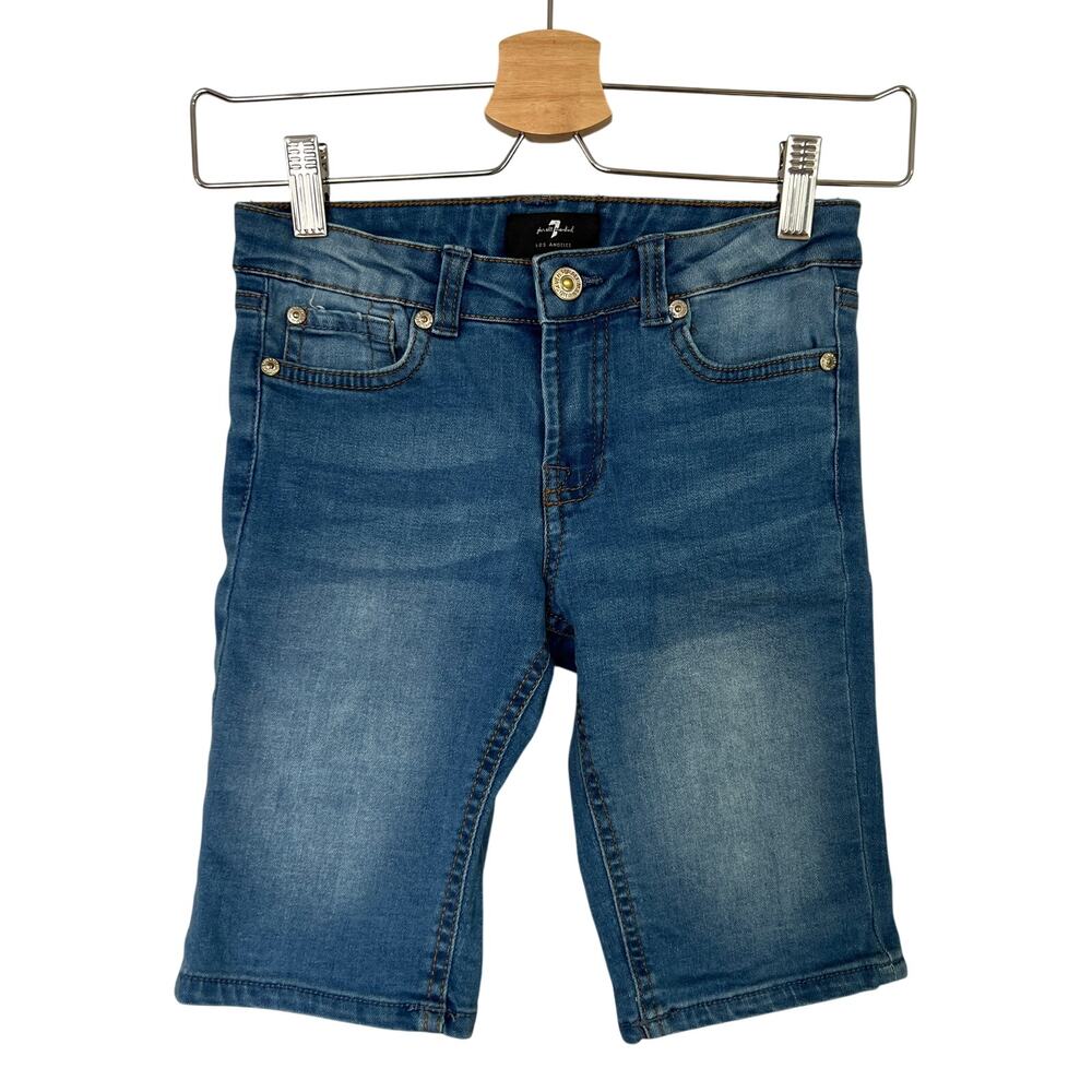 7 For All Mankind Girls Denim Bermuda Denim Shorts Medium Wash Blue Girl's Sz 10